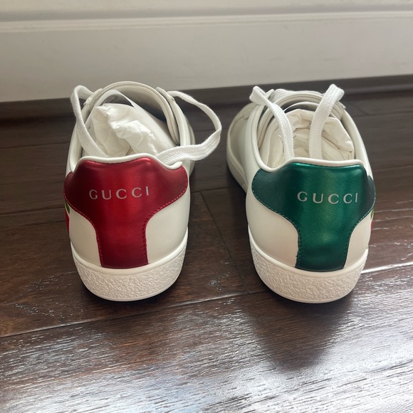Brand New Gucci Ace Sneakers Green Red Logo GG White Womens Size 36.5 - Picture 2 of 12